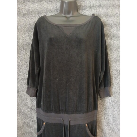 Juicy Couture Jumpsuit Vintage Y2K Black Terrycloth 3/4 Sleeve Women's Size M - Picture 2 of 10